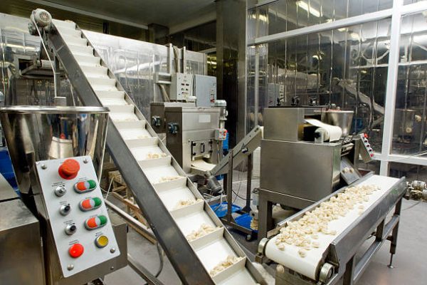 Food industry production line in ravioli workshop.